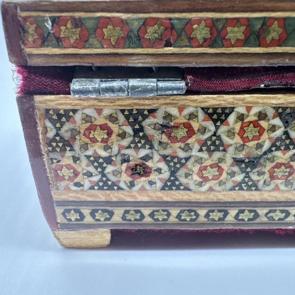 Persian Khatam Wooden Trinket Box  Hand Made-Damaged